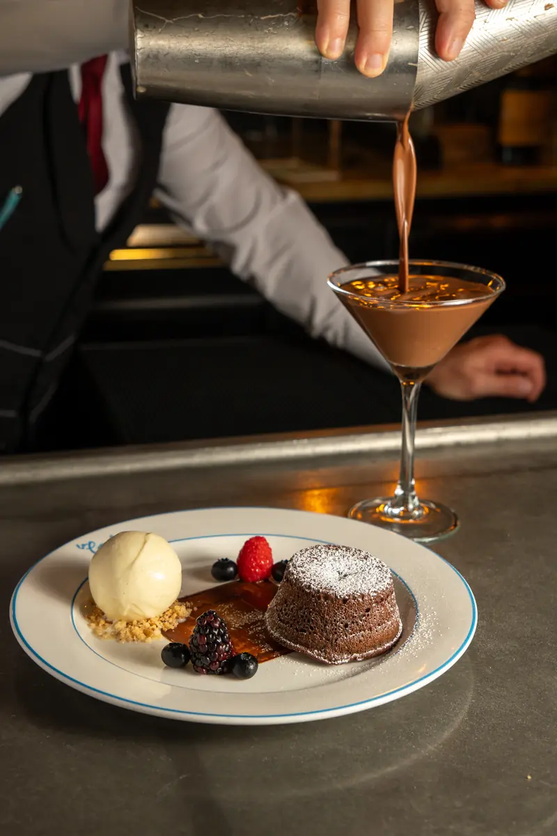 Fondant au Chocolat with an espresso martini
